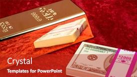  Presentation with gold investment - Amazing PPT theme having gold-bar-with-a-pile backdrop and a crimson colored foreground