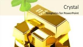  Presentation with gold bars - Slide set with gold bars and clover leaf background and a  colored foreground