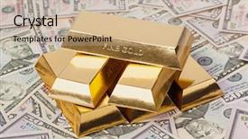  Presentation with gold bars - Slide deck having gold bars and money - business background and a  colored foreground