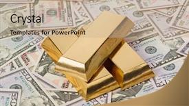  Presentation with gold bars - Slides enhanced with gold bars and money - business background and a soft green colored foreground