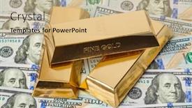  Presentation with gold bars - Audience pleasing slide set consisting of gold bars and money - business background backdrop and a coral colored foreground