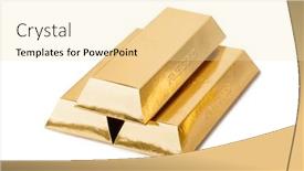  Presentation with gold bars - Cool new PPT theme with gold-bars-isolated-on-white backdrop and a blonde colored foreground