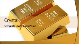  Presentation with gold bars - Beautiful theme featuring gold bars isolated on white backdrop and a gold colored foreground