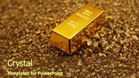  Presentation with gold bars - Colorful PPT theme enhanced with gold bars on nugget grains backdrop and a tawny brown colored foreground