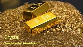  Presentation with gold bars - Slide set having gold bars on nugget grains background and a tawny brown colored foreground