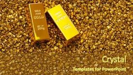  Presentation with gold bars - Cool new PPT layouts with gold bars on nugget grains backdrop and a tawny brown colored foreground