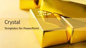  Presentation with gold bars - PPT theme consisting of gold bars on table close background and a yellow colored foreground
