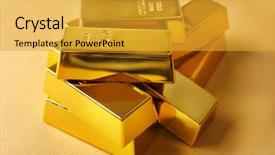  Presentation with gold bars - Colorful slide deck enhanced with gold bars on table close backdrop and a gold colored foreground