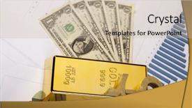  Presentation with gold bars - Slide deck featuring gold bars with a linear graph background and a soft green colored foreground