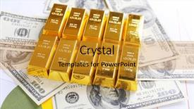  Presentation with gold bars - Colorful theme enhanced with gold bars with dollar banknotes backdrop and a  colored foreground