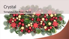  Presentation with red gold white - Beautiful presentation theme featuring gold bauble decorations holly backdrop and a lemonade colored foreground