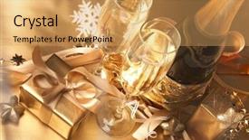  Presentation with gift certificate border - Presentation theme with gold birthday - champagne and gift background and a  colored foreground