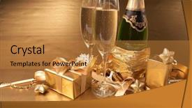  Presentation with gift of love - Presentation having gold birthday - champagne and gift background and a  colored foreground