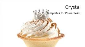  Presentation with crown - PPT layouts enhanced with gold birthday - cupcake and bijouterie jewelry crown background and a white colored foreground
