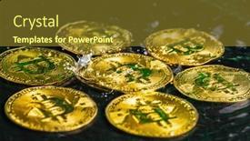  Presentation with bitcoin - Theme with gold-bitcoin-coin-falling background and a tawny brown colored foreground