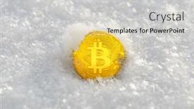  Presentation with cryptocurrency - Colorful slide deck enhanced with gold-bitcoin-cryptocurrency-on-snow backdrop and a light gray colored foreground