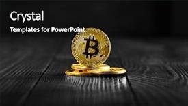 Presentation with money bitcoin crypto currency gold - Theme consisting of gold bitcoin money on wooden background and a black colored foreground
