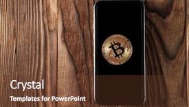  Presentation with bitcoin - Slides with gold bitcoin on modern mobile background and a tawny brown colored foreground