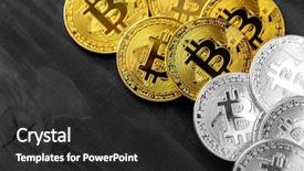  Presentation with bitcoin - Cool new PPT theme with gold bitcoin on modern mobile backdrop and a dark gray colored foreground