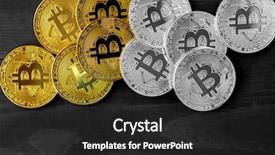  Presentation with money bitcoin crypto currency gold - Slide set enhanced with gold bitcoin on modern mobile background and a dark gray colored foreground