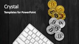  Presentation with money bitcoin crypto currency gold - Amazing presentation design having gold bitcoin on modern mobile backdrop and a dark gray colored foreground