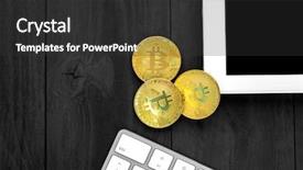  Presentation with bitcoin - Presentation theme consisting of gold bitcoin on modern mobile background and a dark gray colored foreground