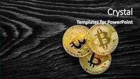  Presentation with bitcoin - Presentation design featuring gold bitcoin on modern mobile background and a dark gray colored foreground