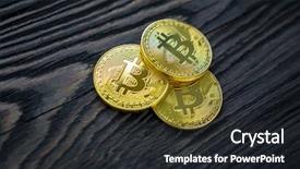  Presentation with mobile banking - Colorful PPT theme enhanced with gold bitcoin on modern mobile backdrop and a dark gray colored foreground