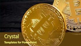  Presentation with bitcoin - Presentation theme consisting of gold bitcoin on modern mobile background and a tawny brown colored foreground