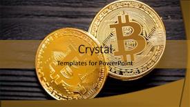  Presentation with bitcoin - Beautiful PPT layouts featuring gold bitcoin on modern mobile backdrop and a gold colored foreground