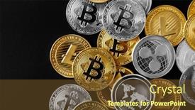  Presentation with bitcoin - Presentation design consisting of gold-bitcoin-sign-symbol-icon background and a tawny brown colored foreground