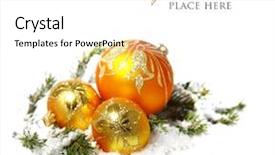  Presentation with gold border - PPT theme having gold border - christmas balls background and a white colored foreground