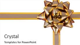  Presentation with white gold birthday - Beautiful slides featuring gold bow and ribbon isolated on white backdrop and a white colored foreground