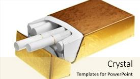  Presentation with cigarettes - PPT layouts consisting of gold box - pack of cigarettes isolated background and a blonde colored foreground