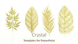  Presentation with gold leaves - PPT theme having gold-branch-collection-of-leaves background and a cream colored foreground