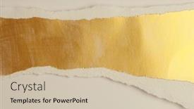  Presentation with torn paper - PPT theme consisting of gold-bronze-torn-empty-pieces background and a soft green colored foreground