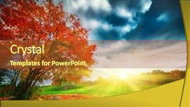  Presentation with sunny fall - Beautiful presentation design featuring house winter snow resort cottage backdrop and a  colored foreground.