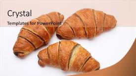  Presentation with white chocolate - Cool new presentation theme with gold brown - chocolate croissant isolated backdrop and a coral colored foreground