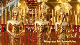  Presentation with chiang mai - Audience pleasing PPT theme consisting of gold buddha statues in wat backdrop and a tawny brown colored foreground