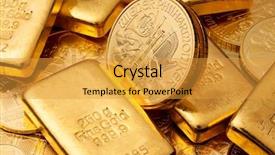  Presentation with investing - Presentation theme having gold bullion and gold coin background and a gold colored foreground