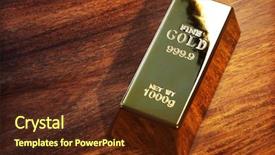  Presentation with wooden floor and gold frame - Colorful slide deck enhanced with gold bullion on a wooden backdrop and a tawny brown colored foreground