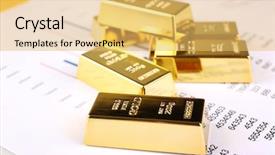  Presentation with gold - Slide set with gold bullion on documents background background and a yellow colored foreground