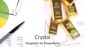  Presentation with gold - PPT theme having gold bullion on documents background background and a white colored foreground