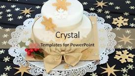 Presentation with christmas holly - Colorful theme enhanced with gold cacke - christmas cake with two tiered backdrop and a lemonade colored foreground