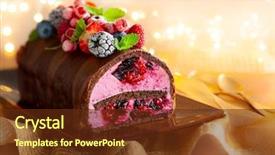  Presentation with christmas chocolate - Colorful theme enhanced with gold cacke - christmas chocolate and berries log backdrop and a tawny brown colored foreground