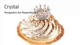  Presentation with condolence white wax candle - Audience pleasing PPT theme consisting of gold cacke - cupcake and bijouterie jewelry crown backdrop and a white colored foreground