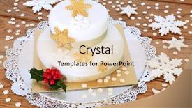  Presentation with christmas holly - PPT theme with gold cacke - luxury christmas cake with two background and a lemonade colored foreground