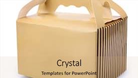  Presentation with packaging - Audience pleasing slide set consisting of gold cacke - paper box packaging isolated backdrop and a coral colored foreground