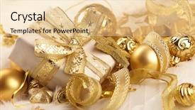  Presentation with gold stars - Cool new PPT theme with gold christmas balls backdrop and a lemonade colored foreground