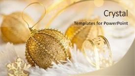  Presentation with black and gold christmas - Beautiful theme featuring gold christmas baubles on white backdrop and a lemonade colored foreground